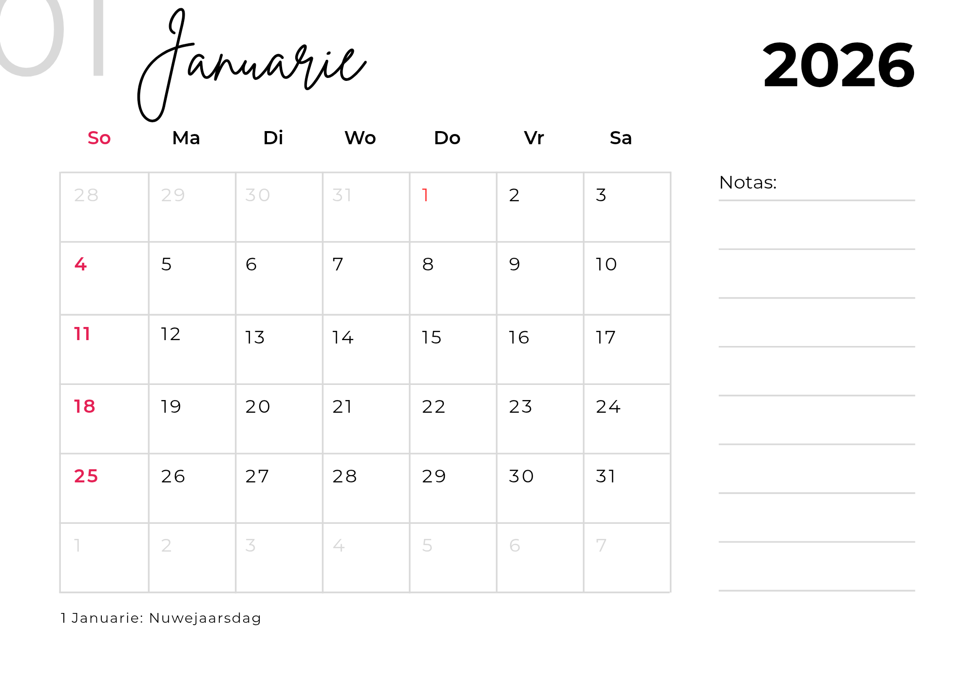 Pastel Tafel Kalender - Image 2