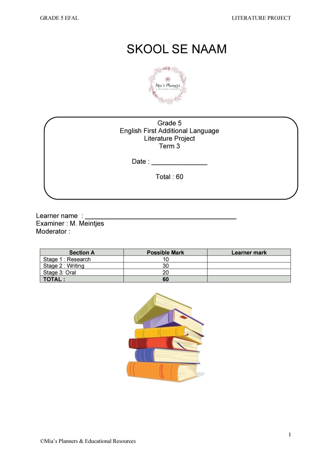 Grade 5 EFAL T3 Literature project