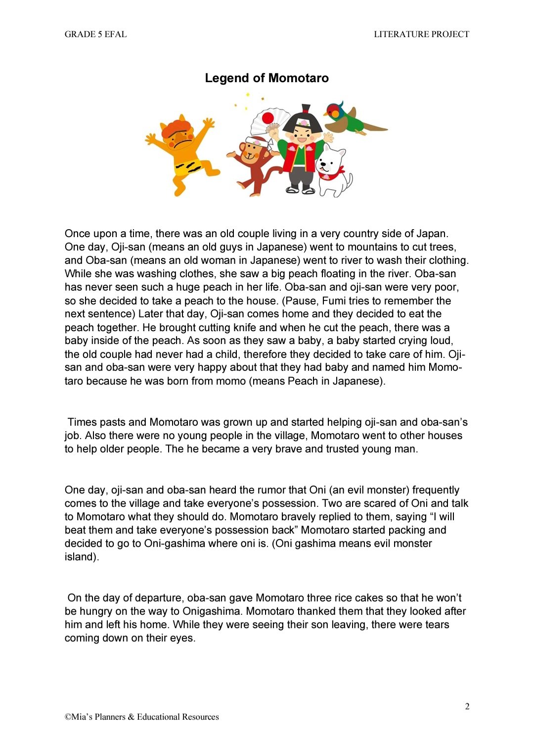 Grade 5 EFAL T3 Literature project - Image 2