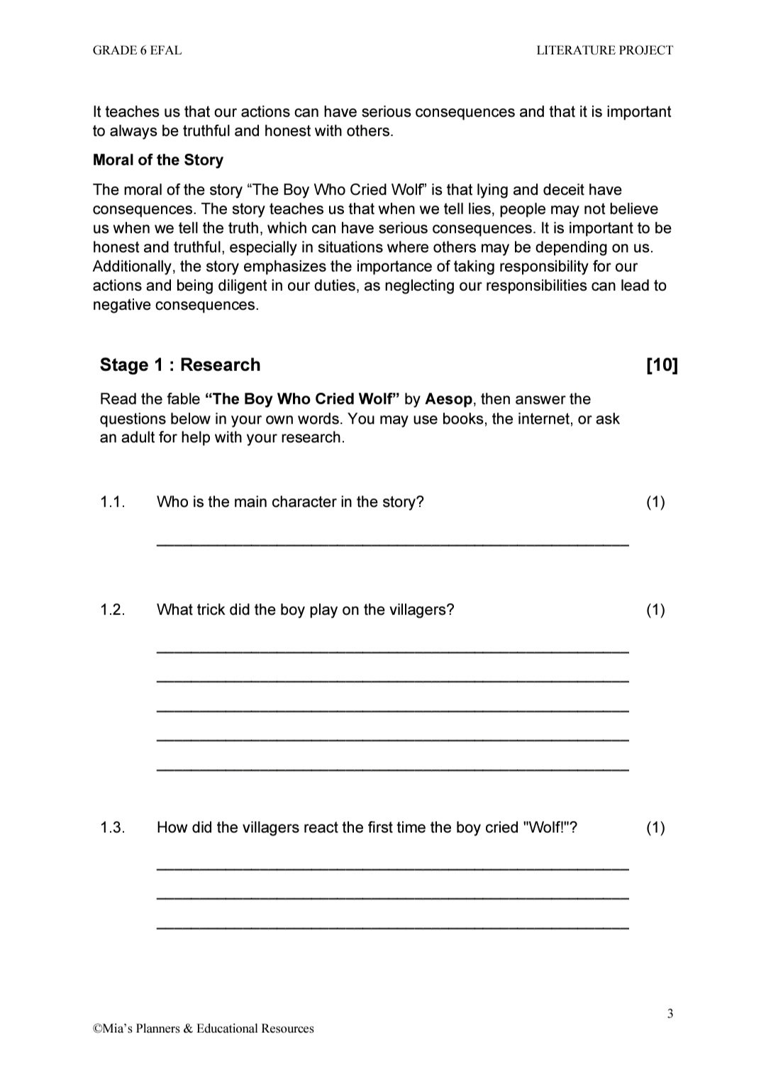 Grade 6 EFAL T3 Literature Project - Image 2