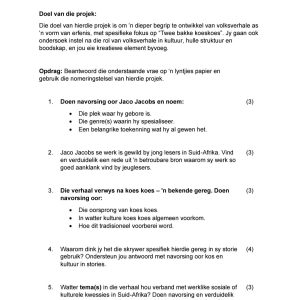 Graad 9 AHT Kwartaal 3 Literatuur Projek