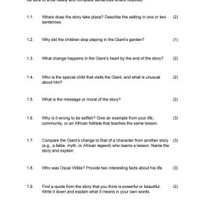 Grade 8 EFAL Term 3 Literature Project