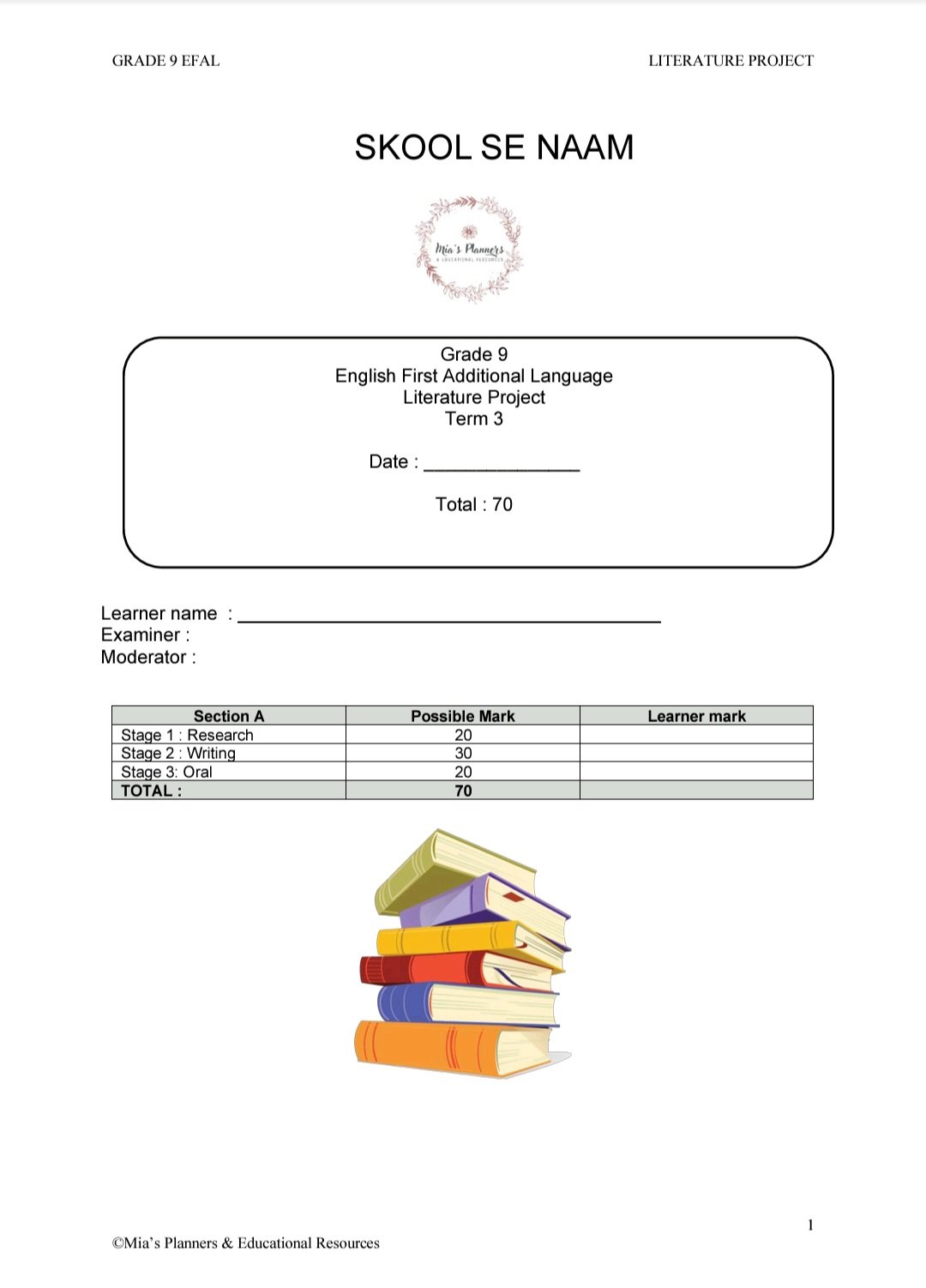 Grade 9 EFAL Literature Task Term 3