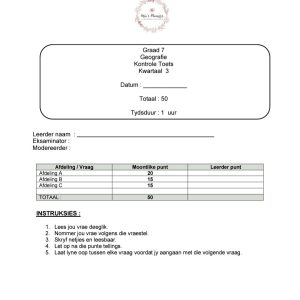 Graad 7 Geografie Toets Kwartaal 3