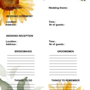 Sunflower & Roses Wedding Planner