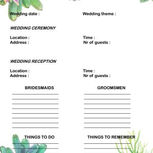 Succulents wedding planner