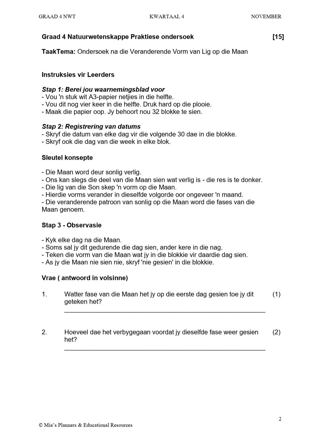 Graad 4 NWT KW4 Praktiese ondersoek - Image 2